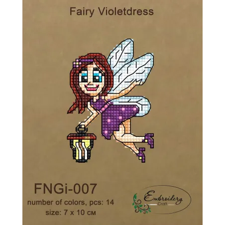 Fėjų violetinė suknelė (karoliukai) FBNGI-007