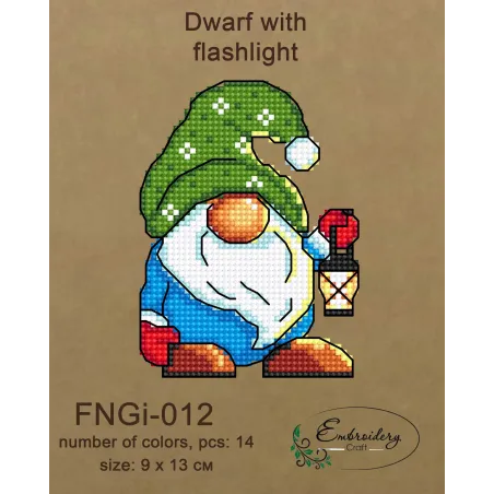 Dwarf with flashlight (beads) FBNGI-012