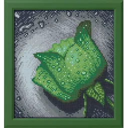 AUSVERKAUFT (Eingestellt) Diamond Painting Kit Green Rose 22х24 cm AZ-28