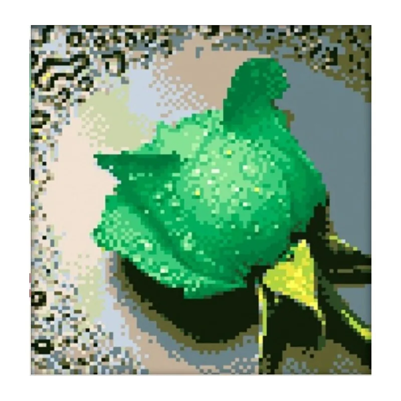 AUSVERKAUFT (Eingestellt) Diamond Painting Kit Green Rose 22х24 cm AZ-28